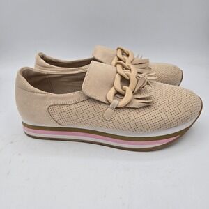 Coconuts by Matisse‎ Platform Loafers Chain Accent Faux Suede Slip On Shoes